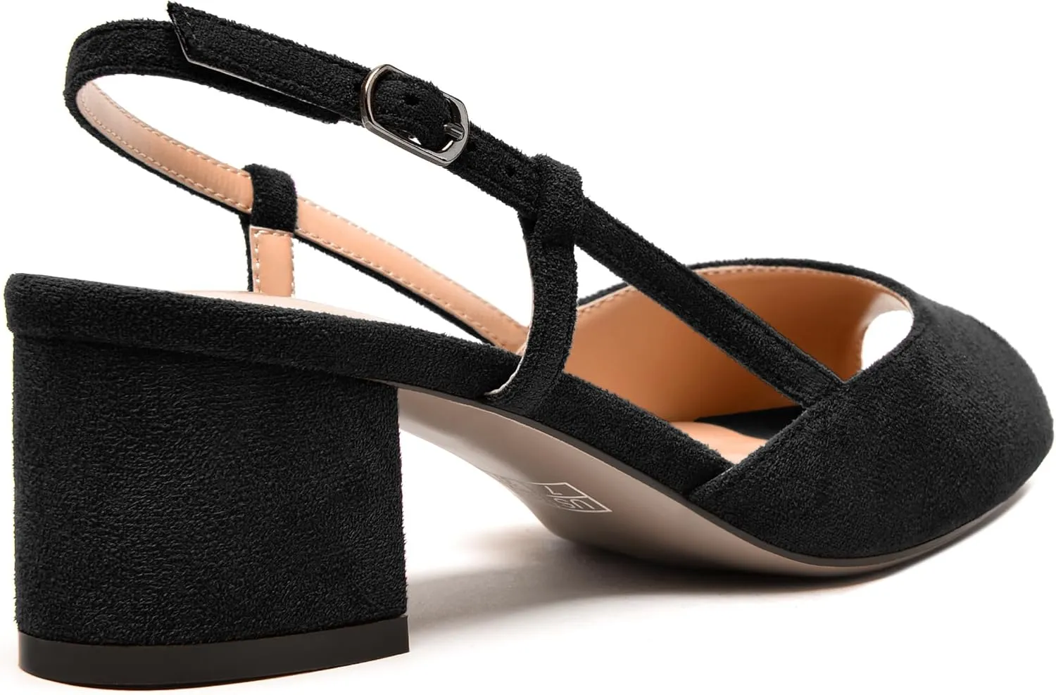 NUMALEO Womens Party Suede Buckle Comfortable Slingback Peep Toe Sexy Chunky Low Heel Pumps Shoes 2 Inch