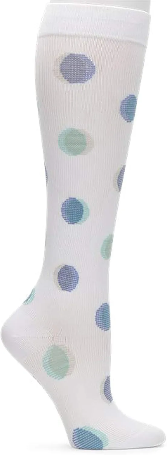 Nurse Mates Active 15-20 mmHg Compression Socks (White Dot Fusion, L)