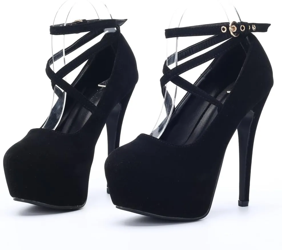 OCHENTA Women's Ankle Strap Platform Party Closed Toe Dress High Heels Pumps