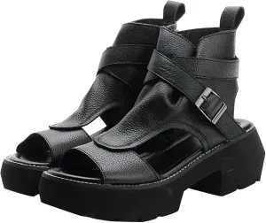 Open Toe Boots for Women 2025 Fashion Summer Shoes Sandals High Top Leather Sandal Beach Party Dress