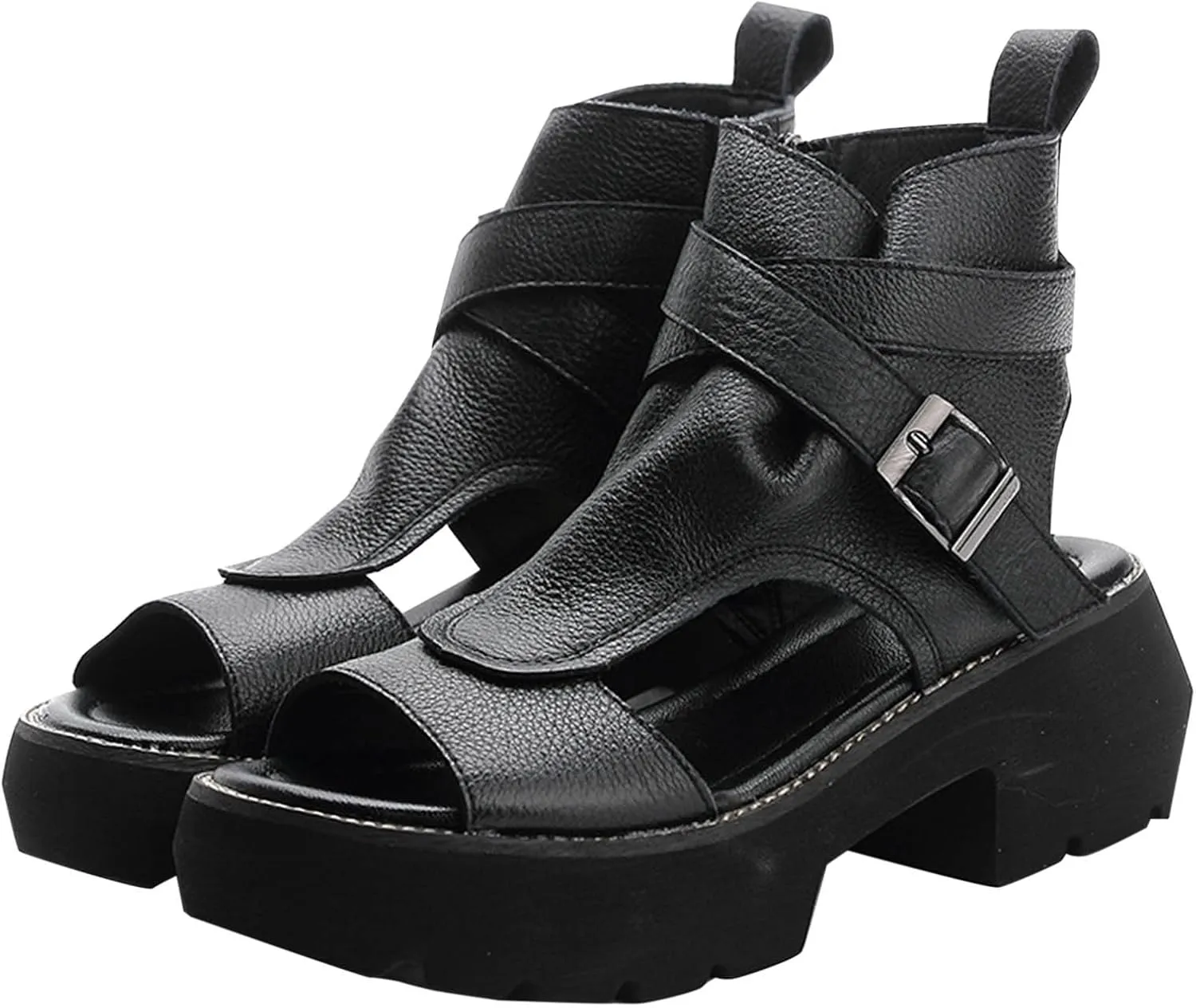 Open Toe Boots for Women 2025 Fashion Summer Shoes Sandals High Top Leather Sandal Beach Party Dress