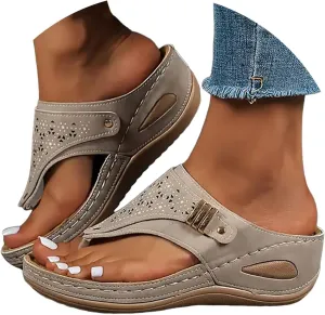 Orthopedic Wedge Sandals for Women, Women's Comfy Orthotic Sandals, Summer Dressy 2025 Open Toe Platform Beach Slides