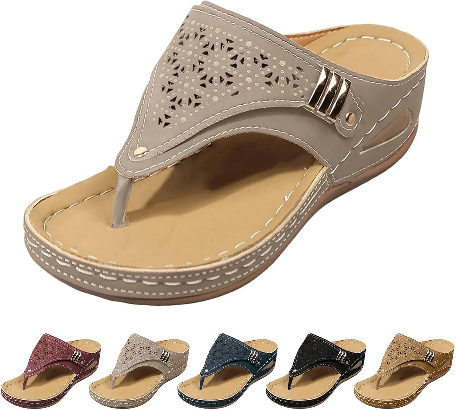 Orthopedic Wedge Sandals for Women, Women's Comfy Orthotic Sandals, Summer Dressy 2025 Open Toe Platform Beach Slides