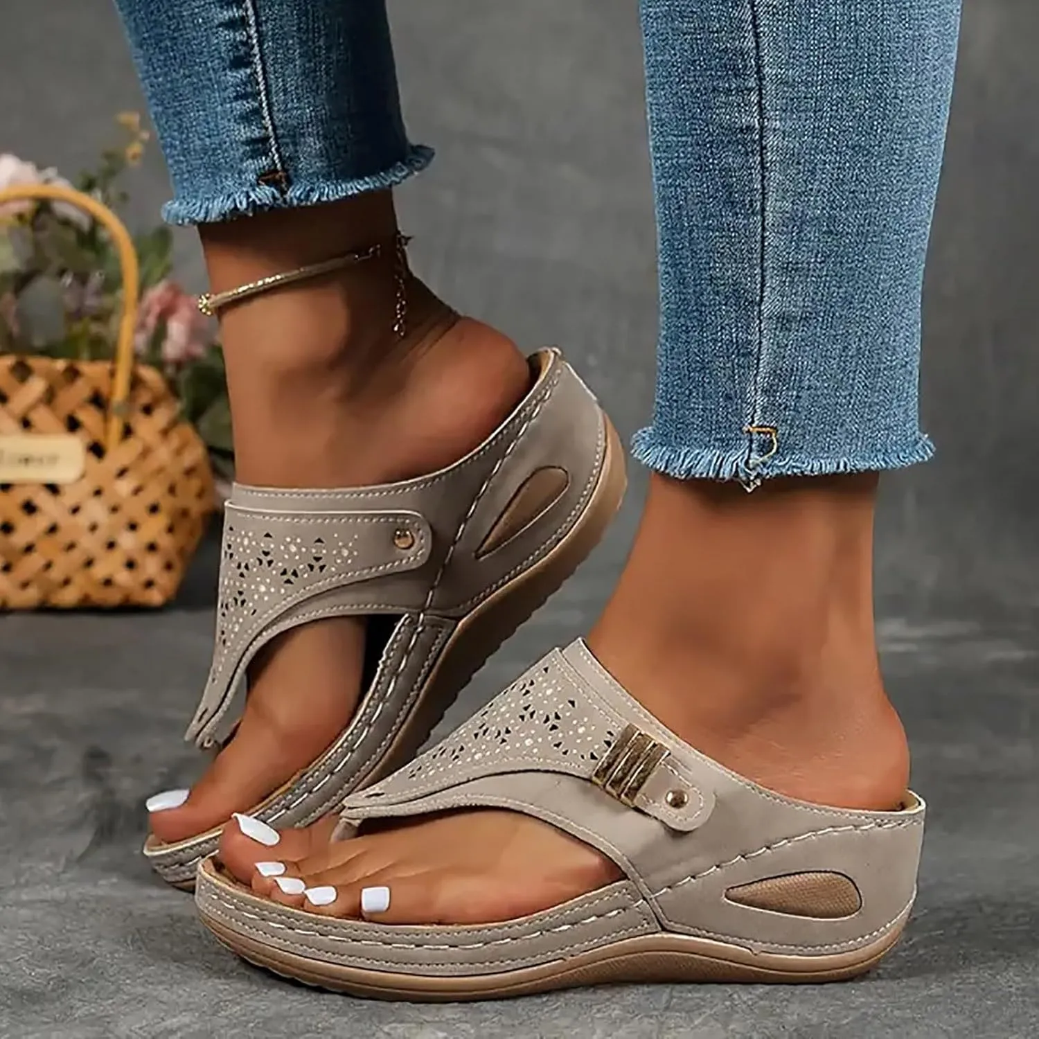 Orthopedic Wedge Sandals for Women, Women's Comfy Orthotic Sandals, Summer Dressy 2025 Open Toe Platform Beach Slides