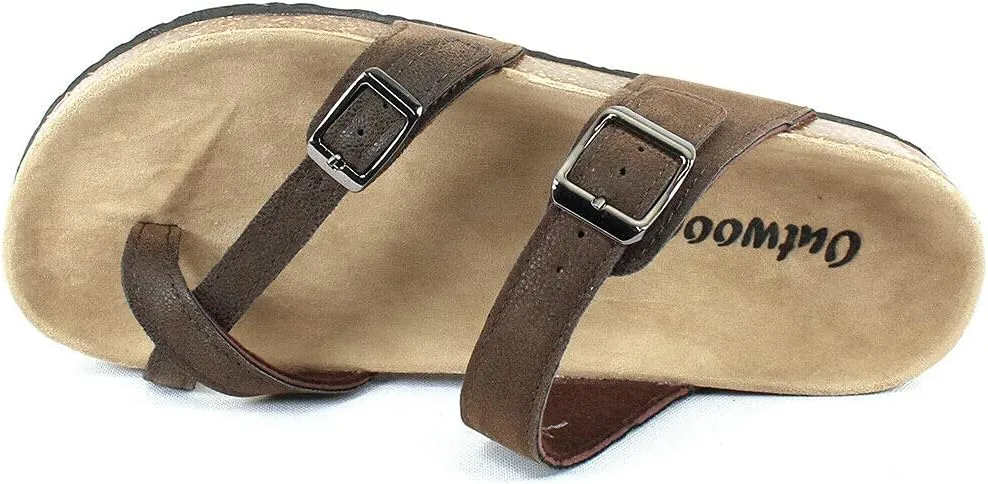 Outwoods Women's Bork-30 Vegan Leather Slide On Toe Loop Sandals