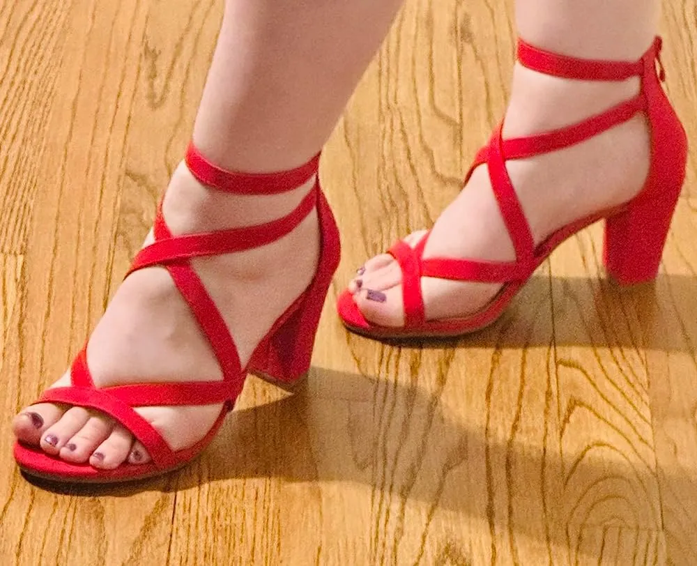 Over the Toe Strap Ankle Wrap Strap Heel Open Toe Medium Heel
