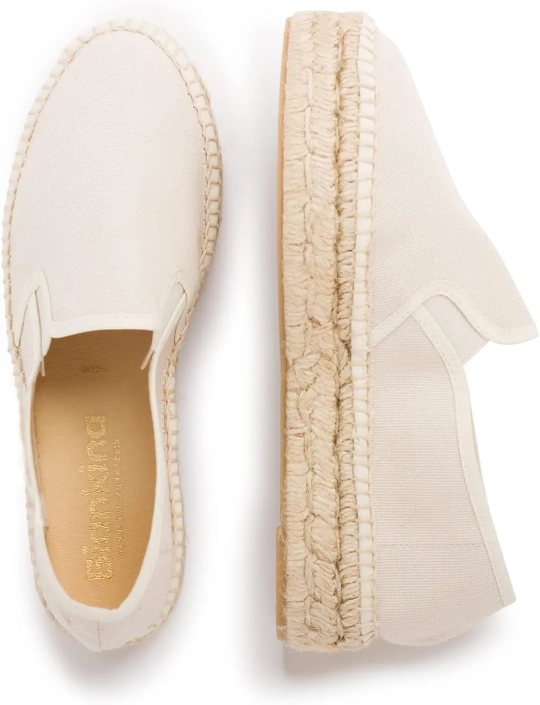 Palma Sustainable Platform Slip on Espadrilles for Women - Classic Style Breathable Eco Canvas Upper, Comfy Insole with Jute Midsole, Handmade Shoes, Made in Spain