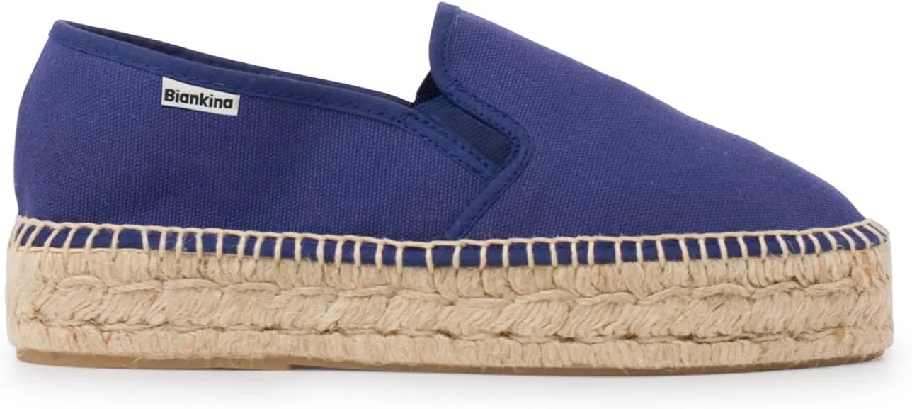 Palma Sustainable Platform Slip on Espadrilles for Women - Classic Style Breathable Eco Canvas Upper, Comfy Insole with Jute Midsole, Handmade Shoes, Made in Spain