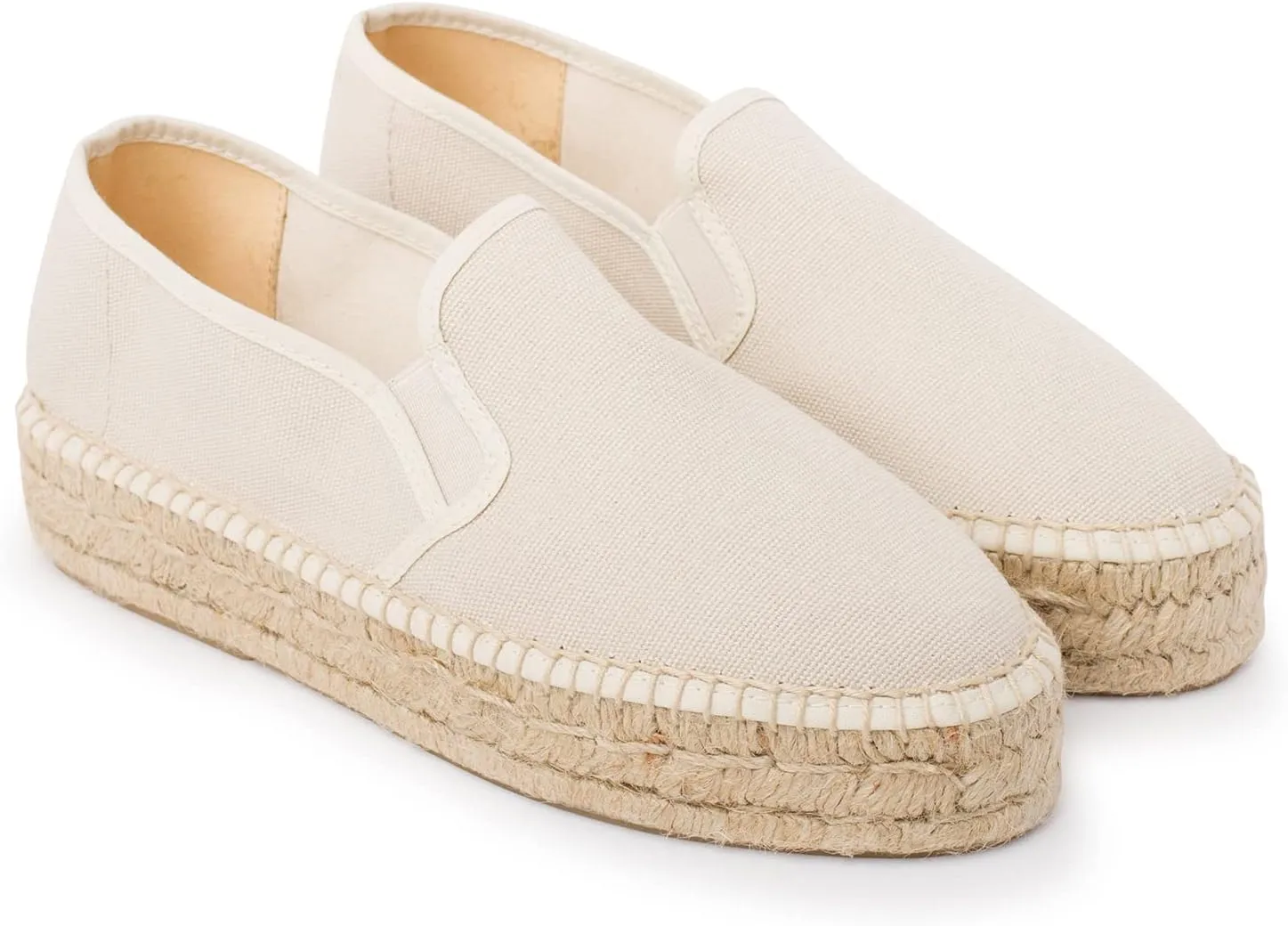 Palma Sustainable Platform Slip on Espadrilles for Women - Classic Style Breathable Eco Canvas Upper, Comfy Insole with Jute Midsole, Handmade Shoes, Made in Spain