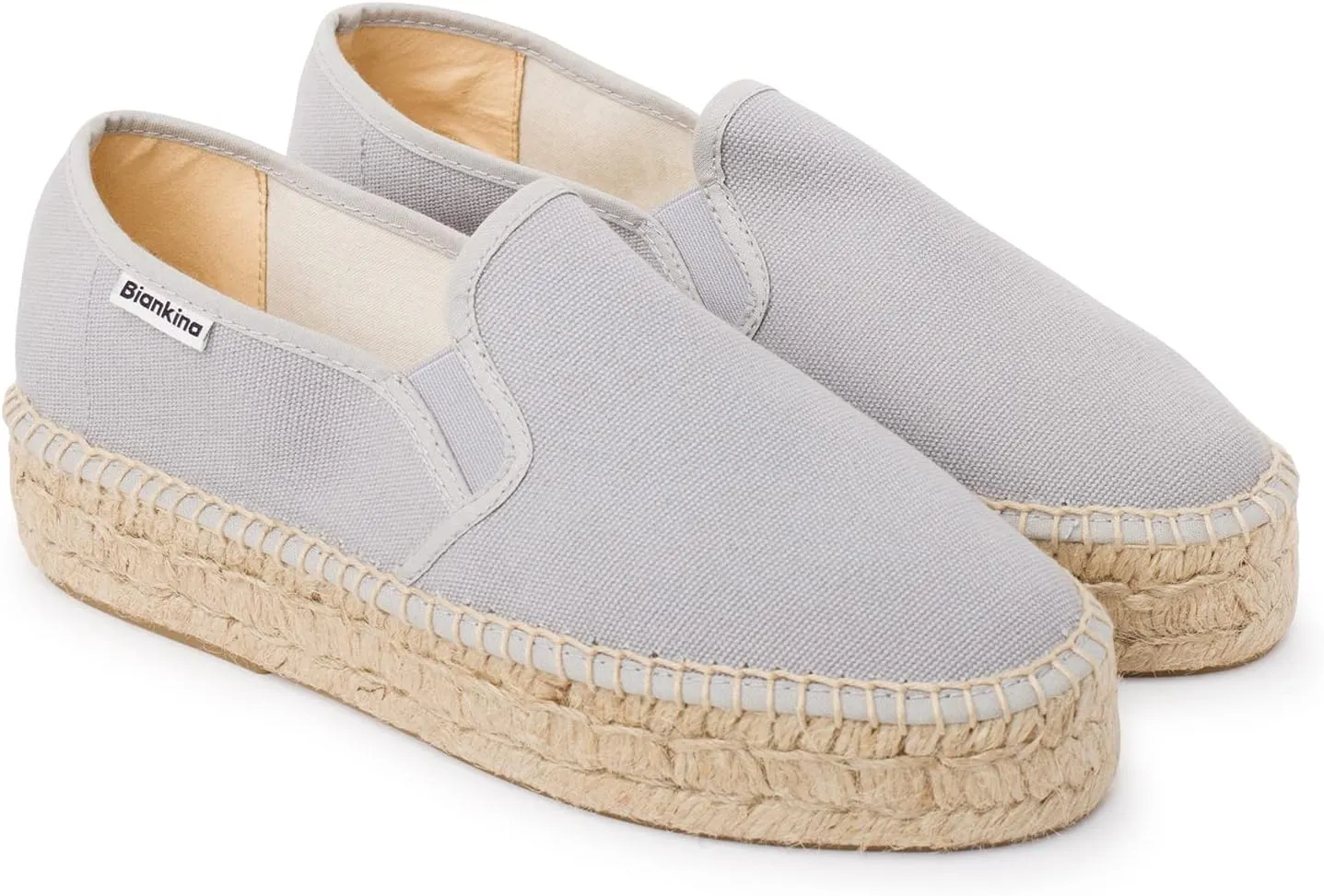 Palma Sustainable Platform Slip on Espadrilles for Women - Classic Style Breathable Eco Canvas Upper, Comfy Insole with Jute Midsole, Handmade Shoes, Made in Spain