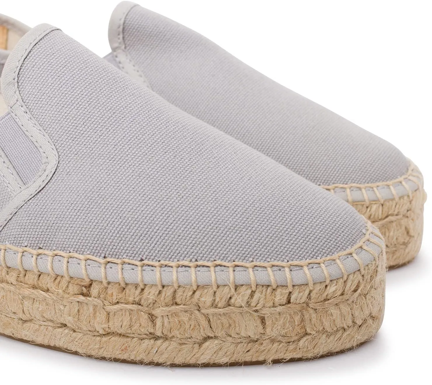 Palma Sustainable Platform Slip on Espadrilles for Women - Classic Style Breathable Eco Canvas Upper, Comfy Insole with Jute Midsole, Handmade Shoes, Made in Spain