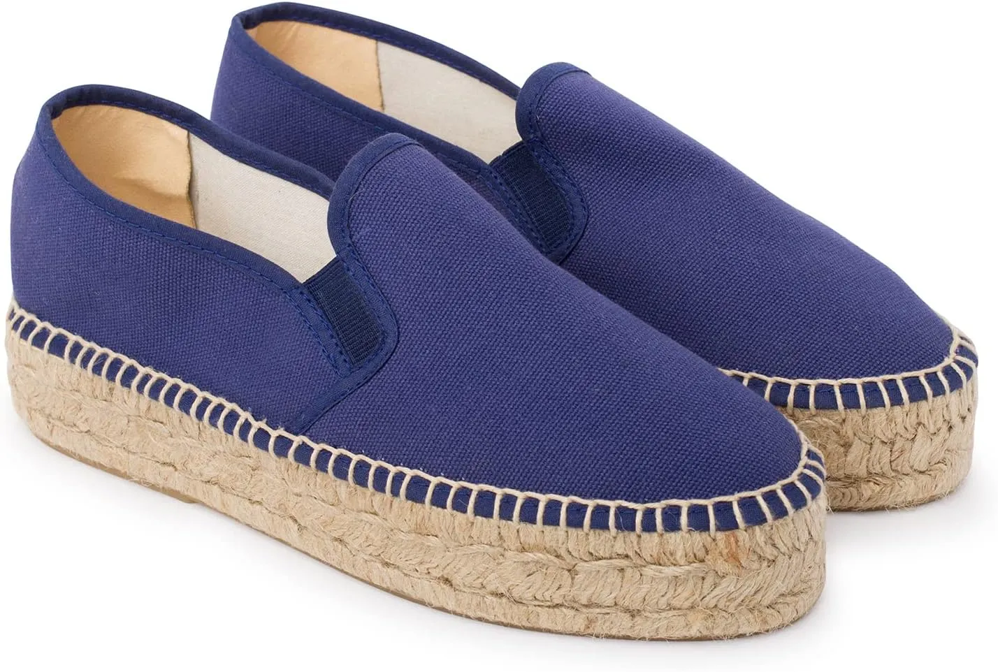Palma Sustainable Platform Slip on Espadrilles for Women - Classic Style Breathable Eco Canvas Upper, Comfy Insole with Jute Midsole, Handmade Shoes, Made in Spain