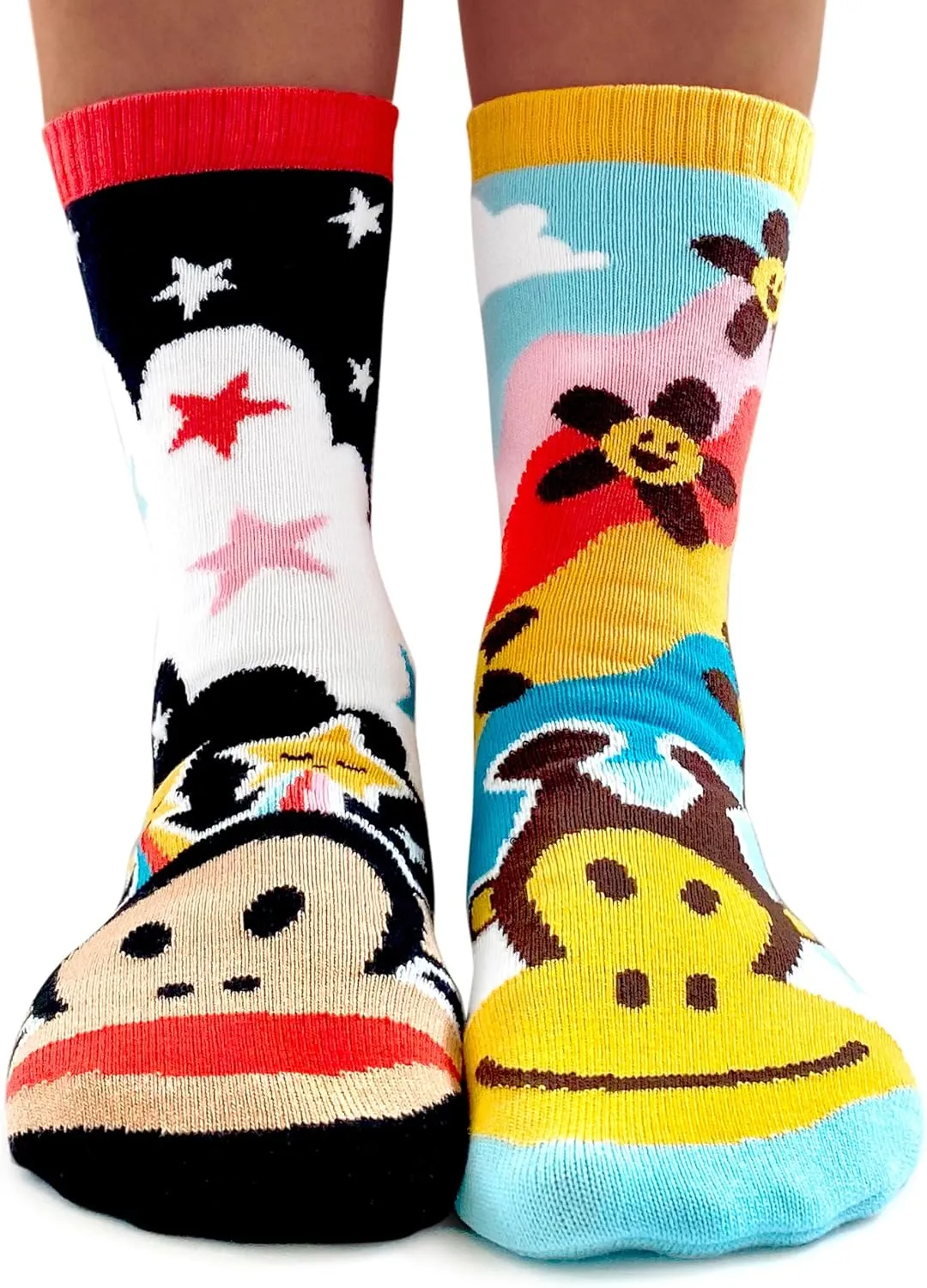 Pals Mismatched Adult Socks, Paul Frank Collab Retro 90s Limited Edition for Men and Women, Durable, Cozy, & Soft, 1 Pair
