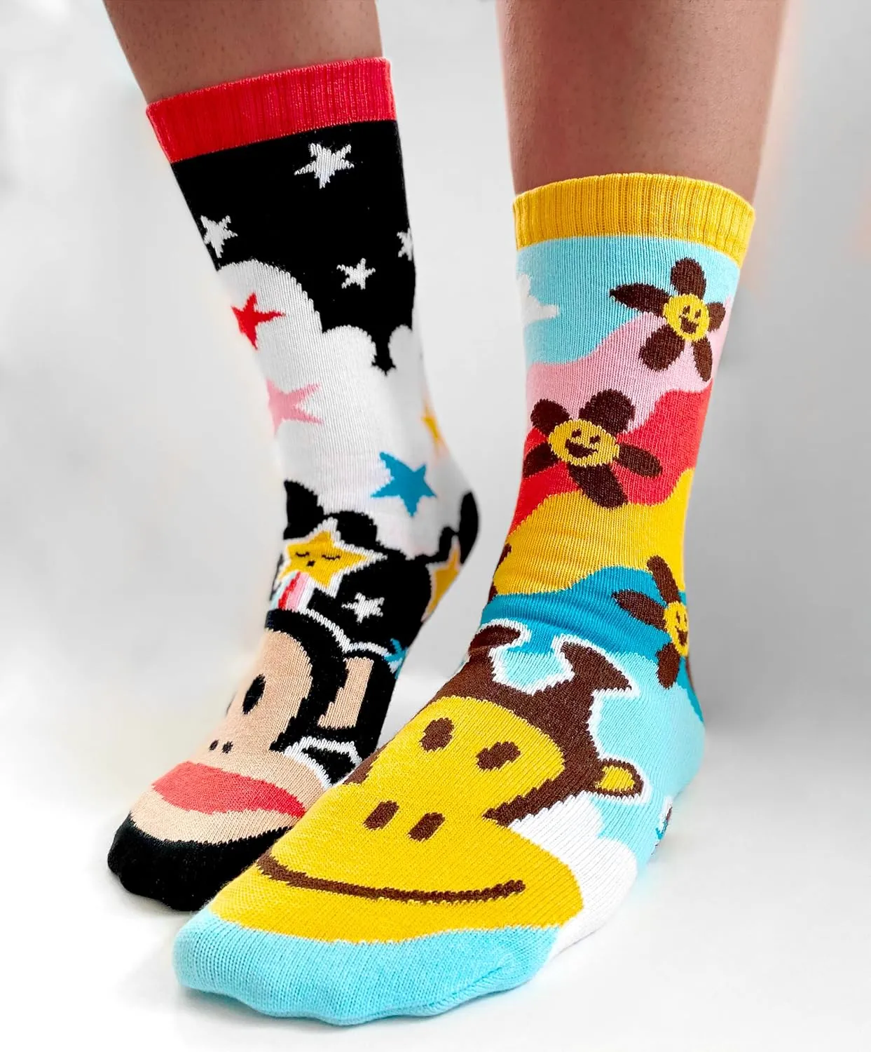 Pals Mismatched Adult Socks, Paul Frank Collab Retro 90s Limited Edition for Men and Women, Durable, Cozy, & Soft, 1 Pair