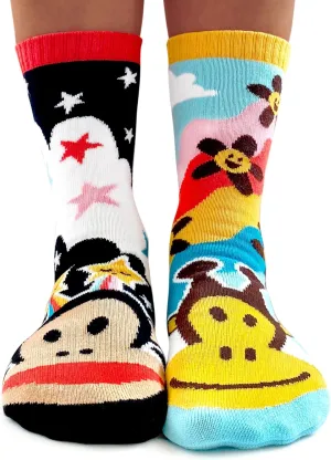 Pals Mismatched Adult Socks, Paul Frank Collab Retro 90s Limited Edition for Men and Women, Durable, Cozy, & Soft, 1 Pair