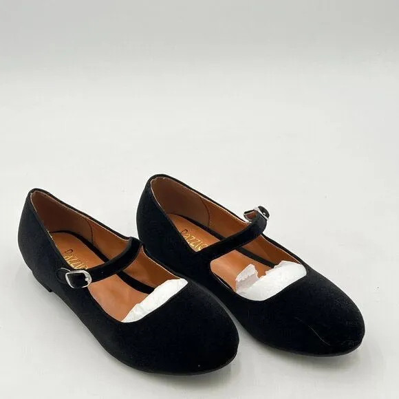 Pazzion Black Cute Round Toe Mary Janes Comfortable Strap Buckled Ballet Flats