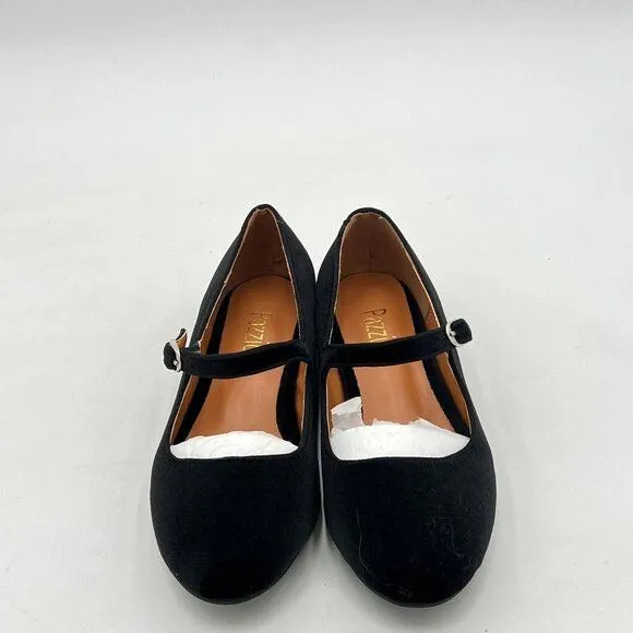 Pazzion Black Cute Round Toe Mary Janes Comfortable Strap Buckled Ballet Flats