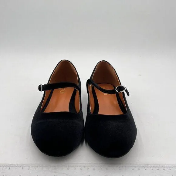 Pazzion Black Round Toe Mary Janes Comfortable Strap Buckled Walking Ballet Flat