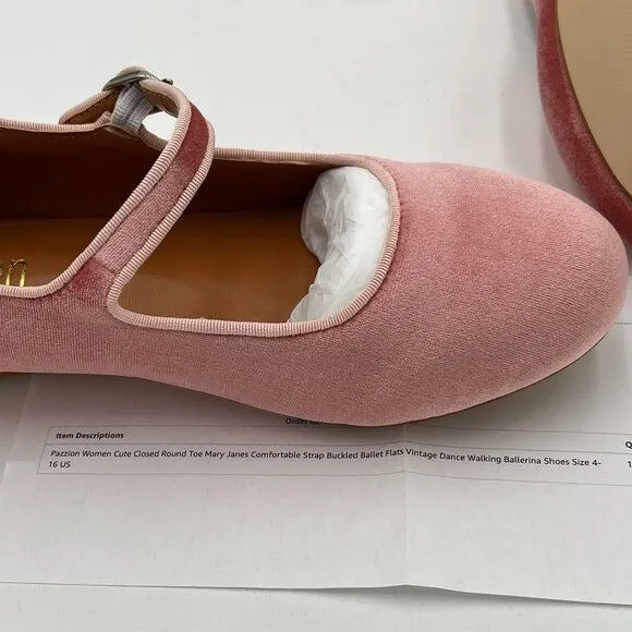 Pazzion Blush Cute Round Toe Mary Janes Comfortable Strap Buckled Ballet Flats