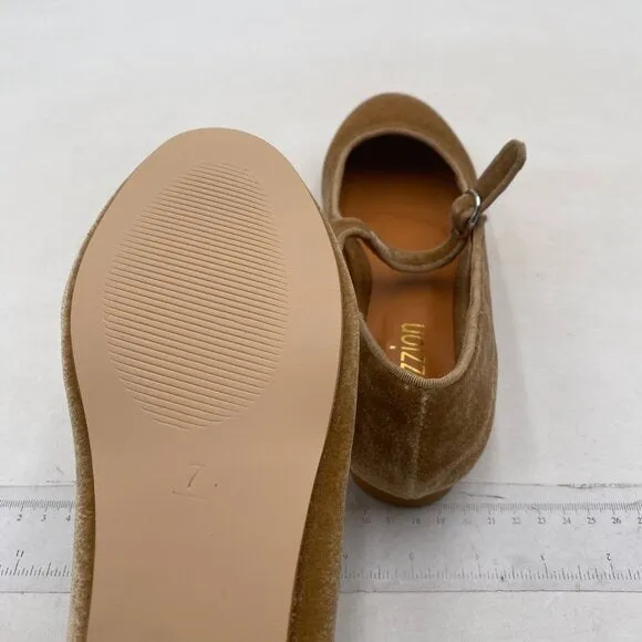 Pazzion Women's Closed Round Toe Mary Janes Comfortable Strap Buckled Khaki Shoe