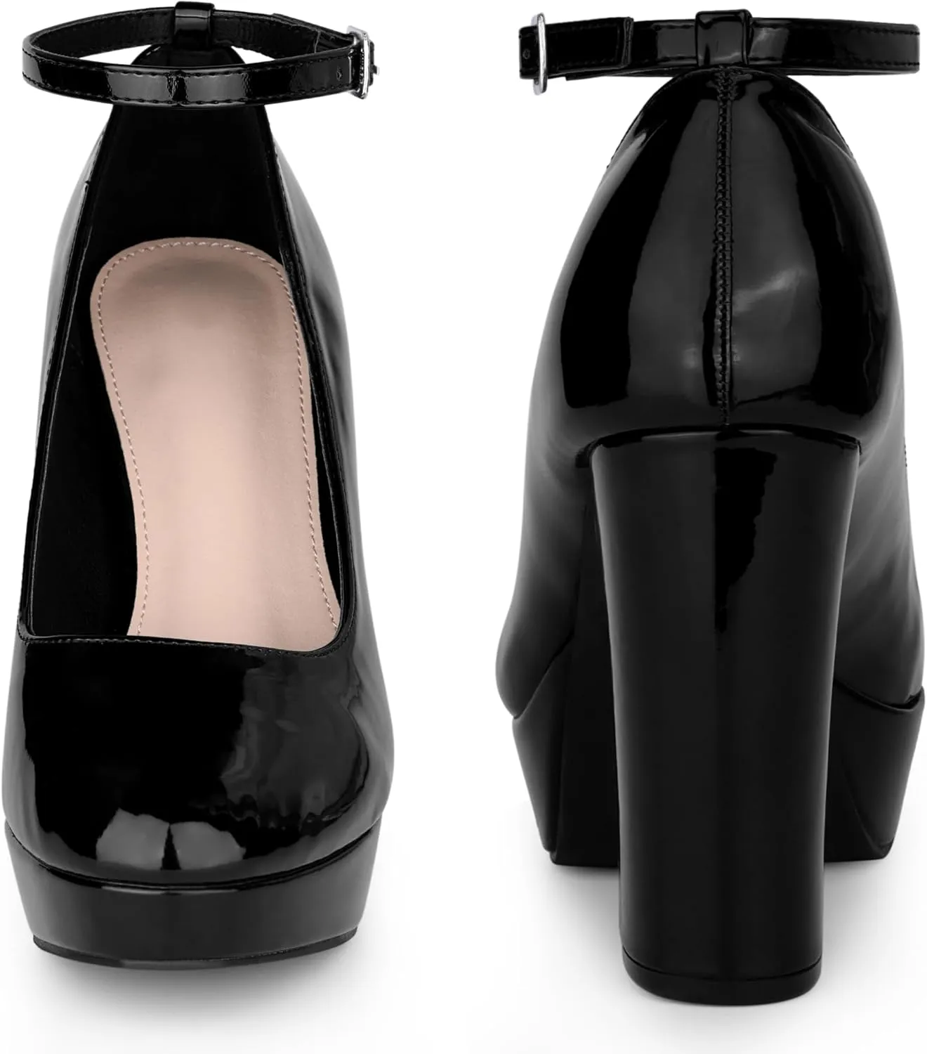 Perphy Ankle Strap Platform Chunky Heels Mary Jane Pumps for Women