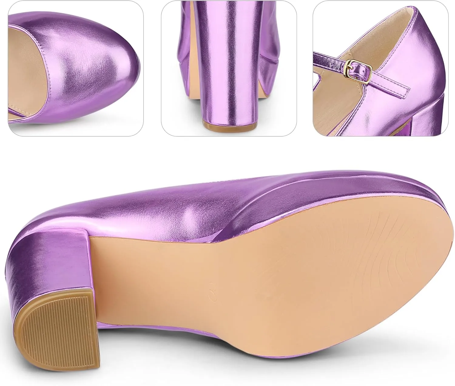 Perphy Platform Ankle Strap Chunky Heels Mary Janes Pumps for Women