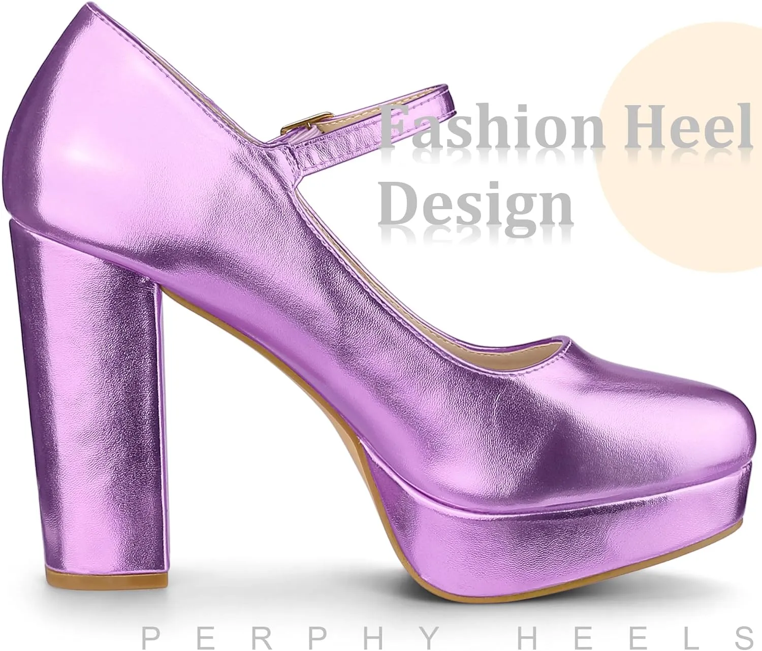Perphy Platform Ankle Strap Chunky Heels Mary Janes Pumps for Women