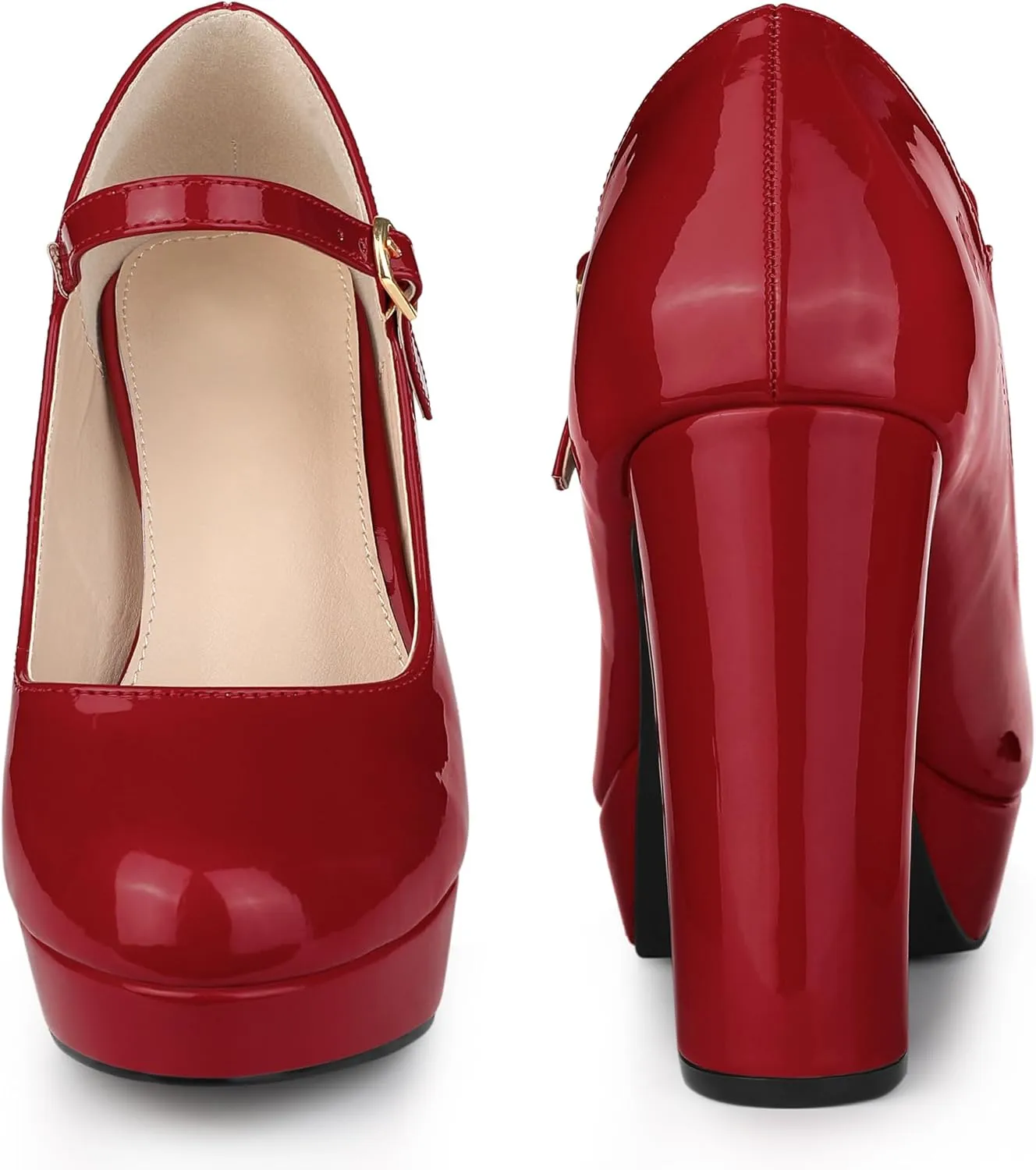 Perphy Platform Ankle Strap Chunky Heels Mary Janes Pumps for Women