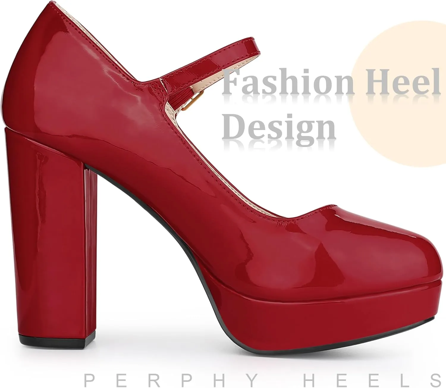 Perphy Platform Ankle Strap Chunky Heels Mary Janes Pumps for Women