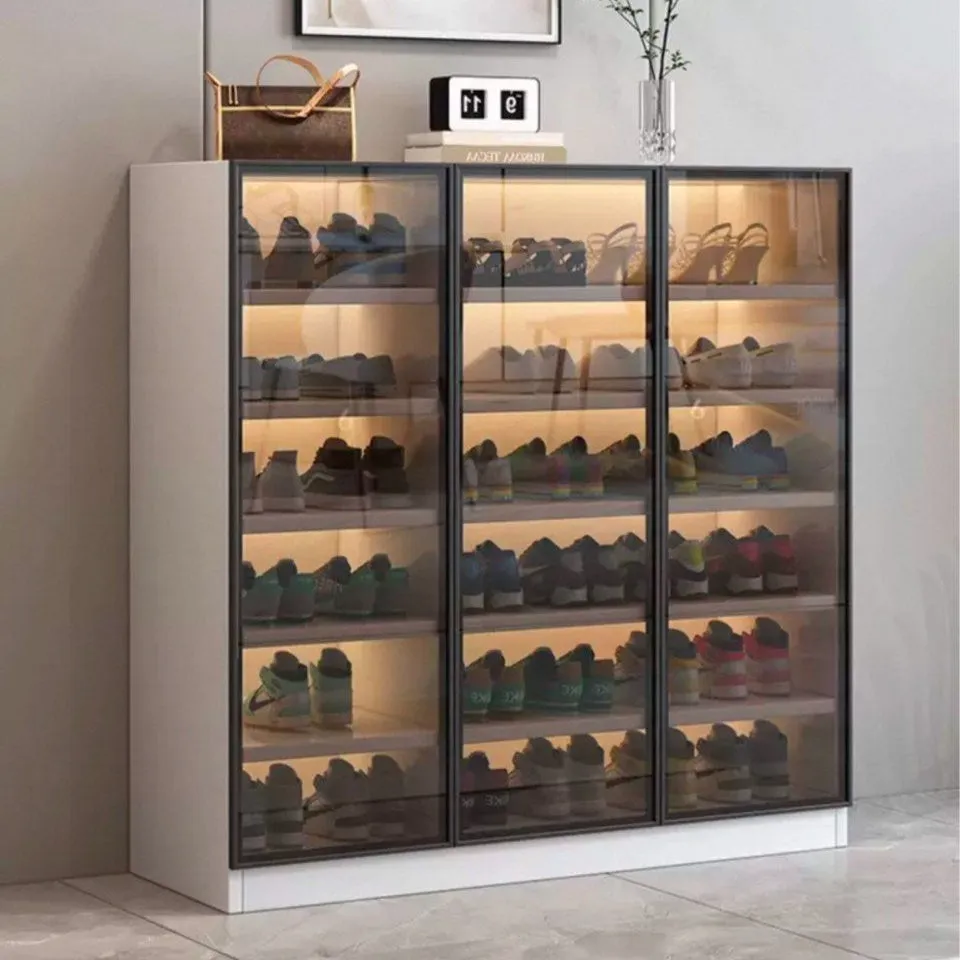 PHILIP Modern Glass Shoe Cabinet