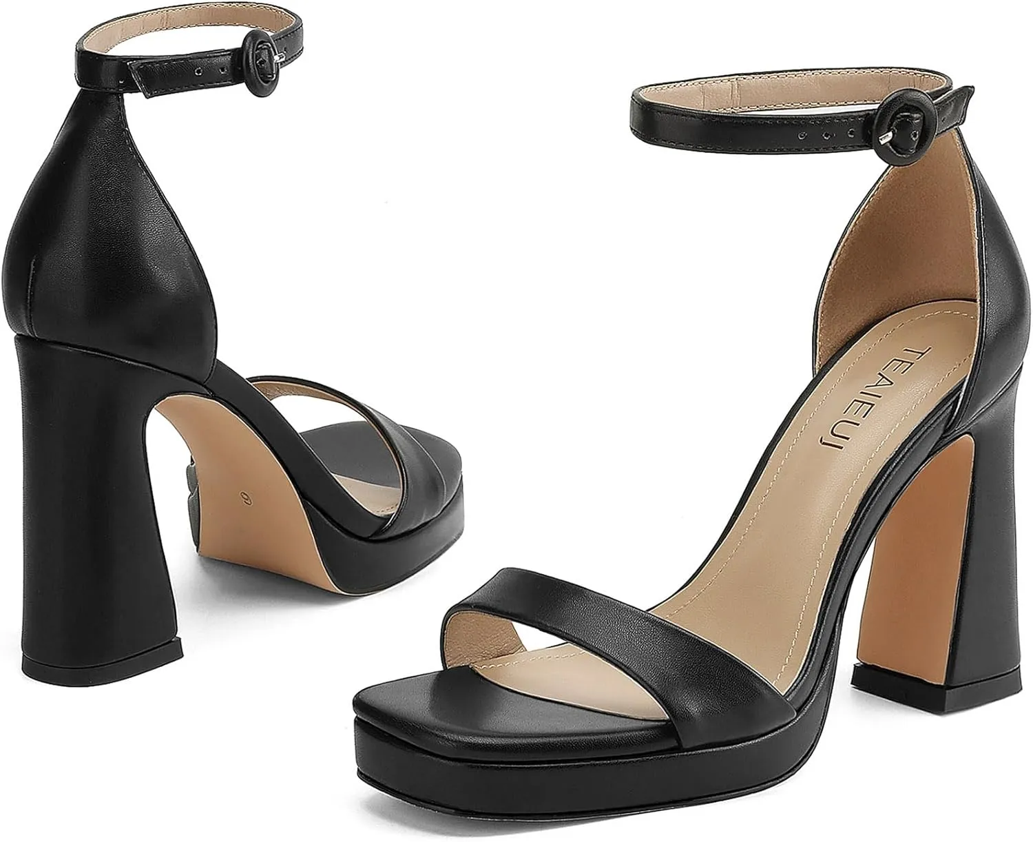 Platform Heels for Women Chunky High Heels with Ankle Strap Square Toe Strappy Heels for Women Heeled Sandals