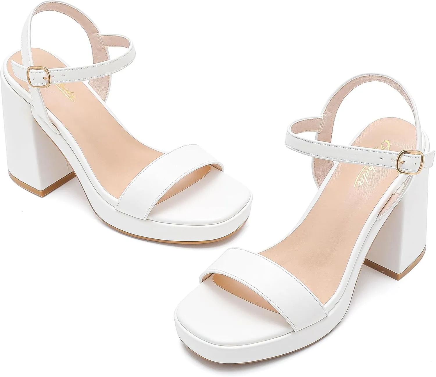 Platform Sandals Women Fashion Block Chunky Heeled Sandals Open Toe High Heels Evening Wedding Party Prom Dance Summer Ankle Strap Dress Shoes