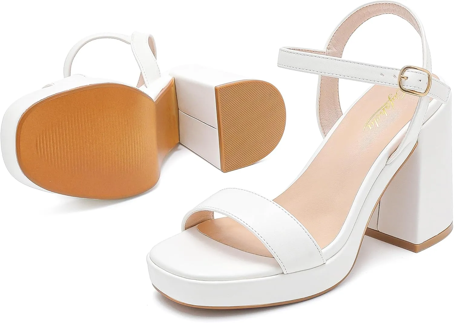 Platform Sandals Women Fashion Block Chunky Heeled Sandals Open Toe High Heels Evening Wedding Party Prom Dance Summer Ankle Strap Dress Shoes