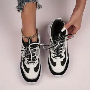 Plus Size Women's Comfortable Colorblock Chunky Sneakers, Casual Athletic Platform Trainers, Fashion Sports Shoes