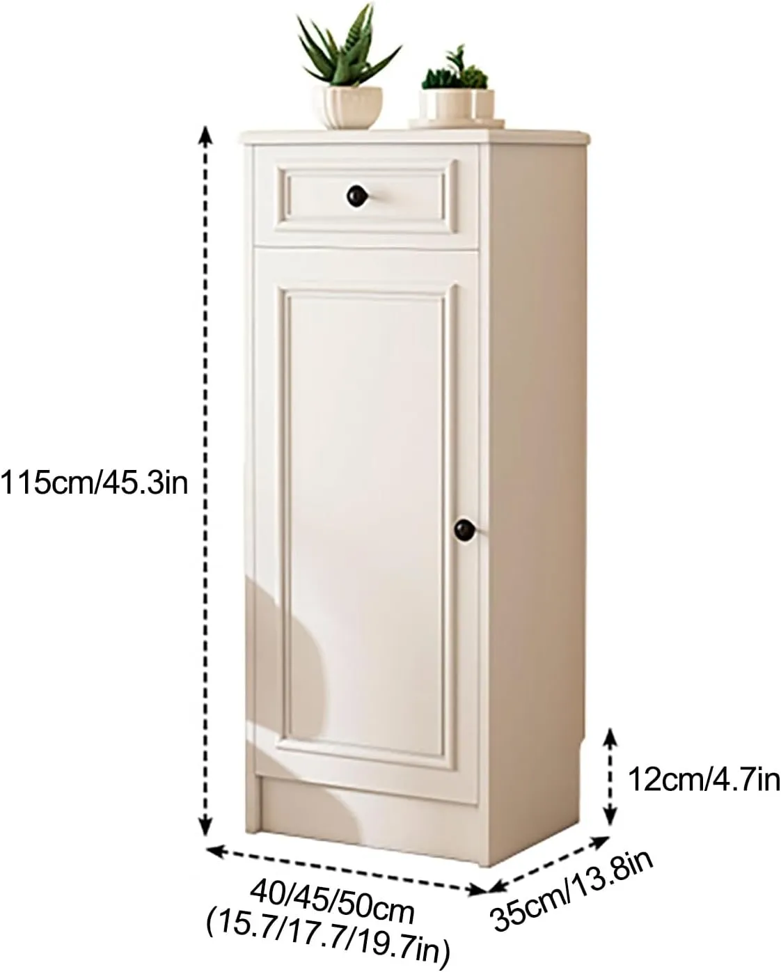 Portable Shoe Storage Cabinet Vertical Shoe Rack, Freestanding Wooden Shoe Organizer with Adjustable Shelves & Drawers, for Heels Boots Slippers(40cm/15.7in)