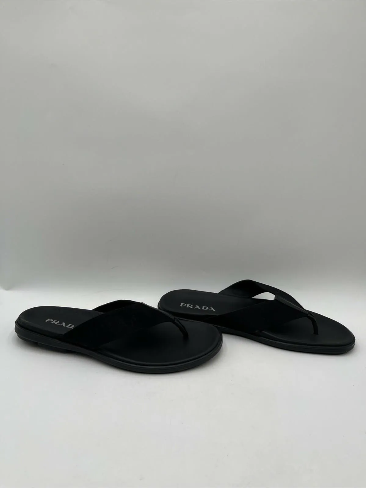Prada Men’s Thong Sandals Black Size 12.5 - Very Good