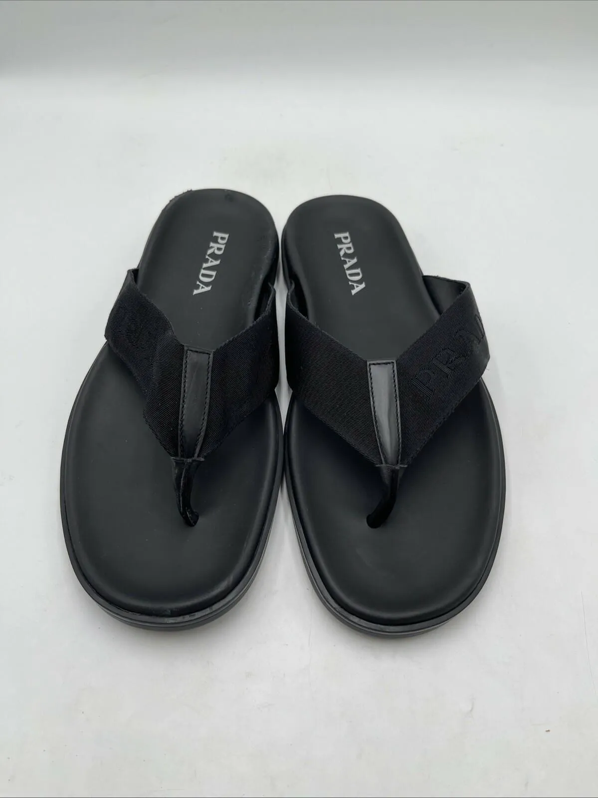 Prada Men’s Thong Sandals Black Size 12.5 - Very Good