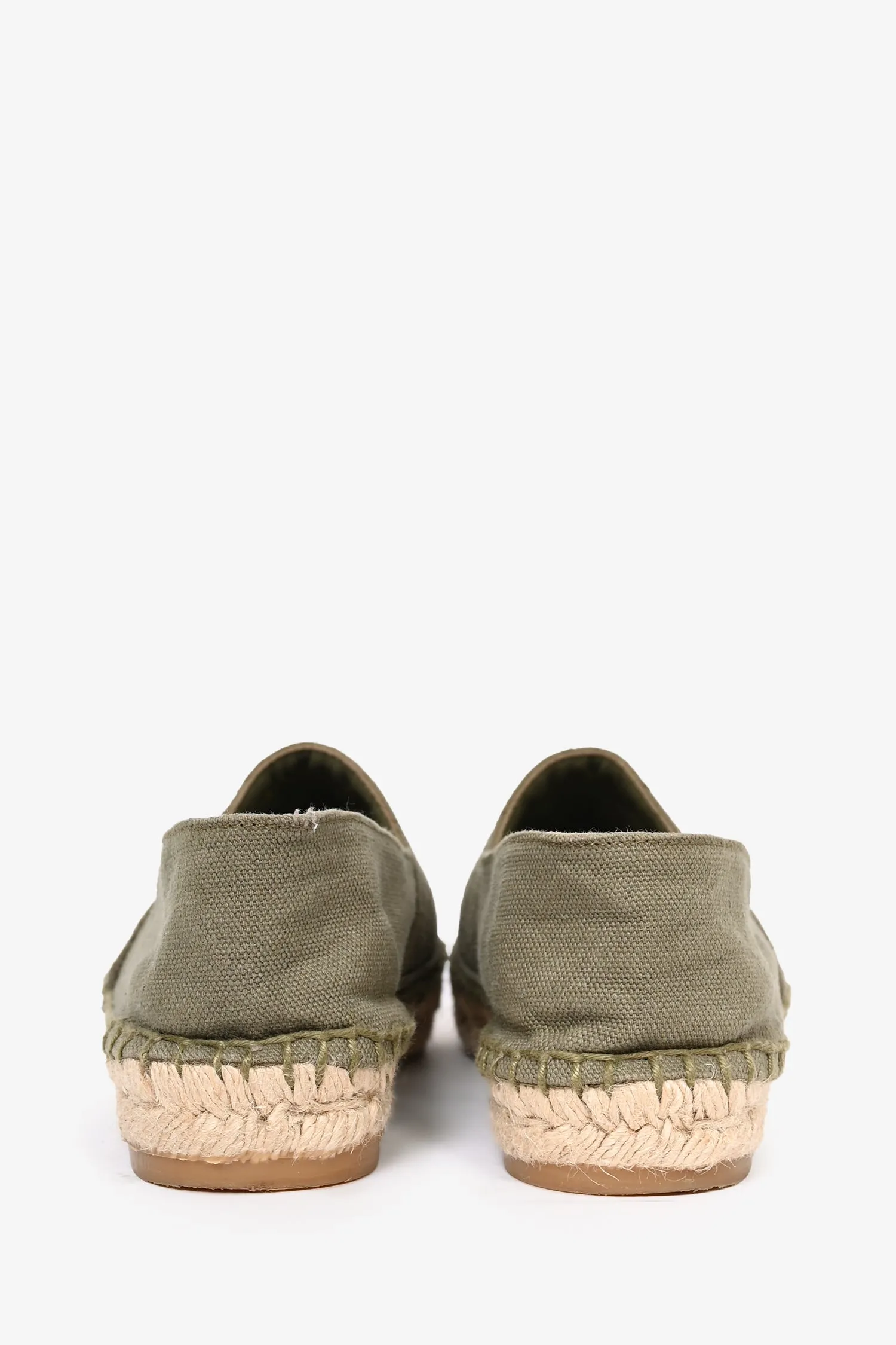 Pre-Loved Chanel™ Green Canvas 'CC' Espadrilles Size 36