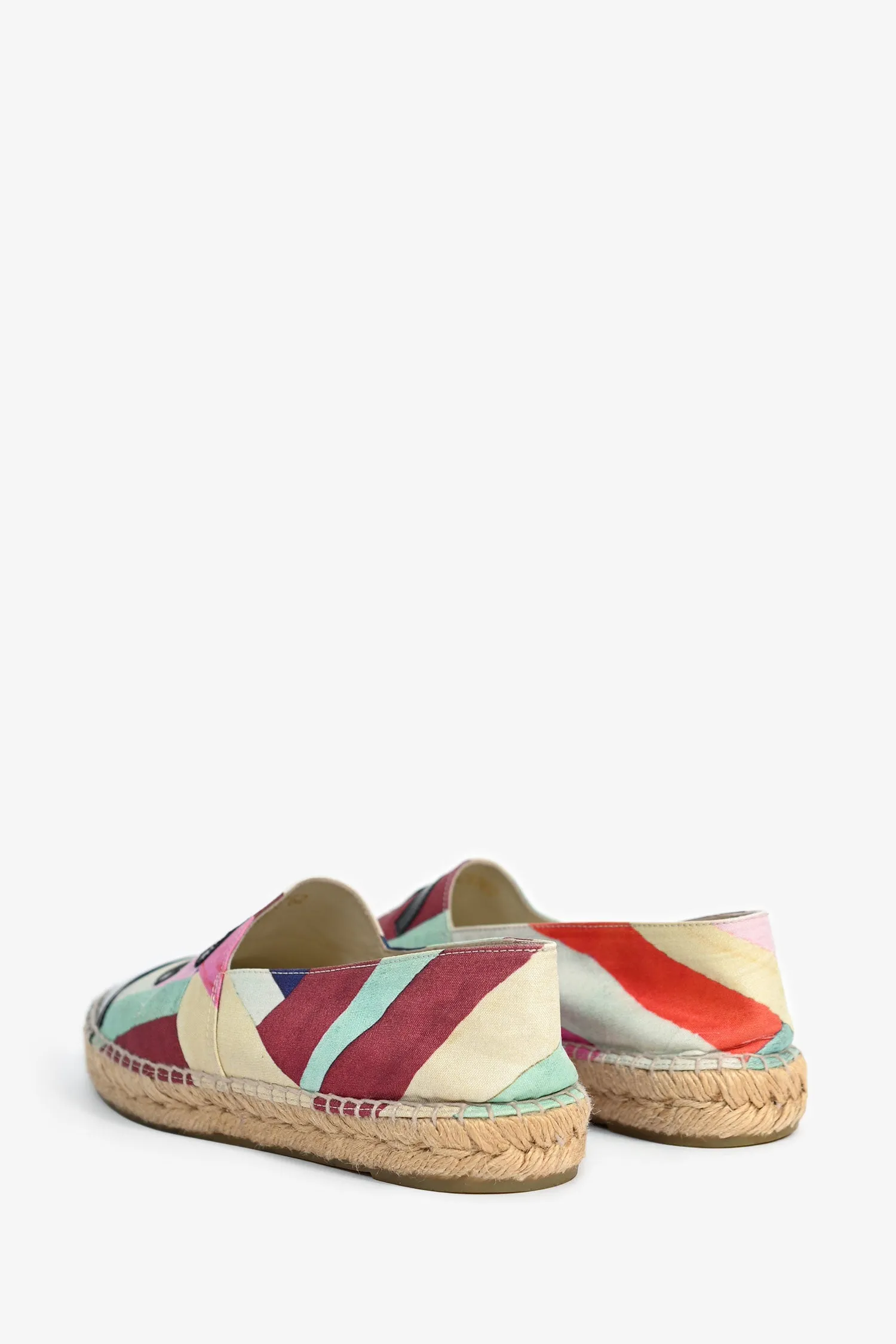 Pre-Loved Chanel™ Multicolour Canvas/Black Patent CC Espadrilles Size 38
