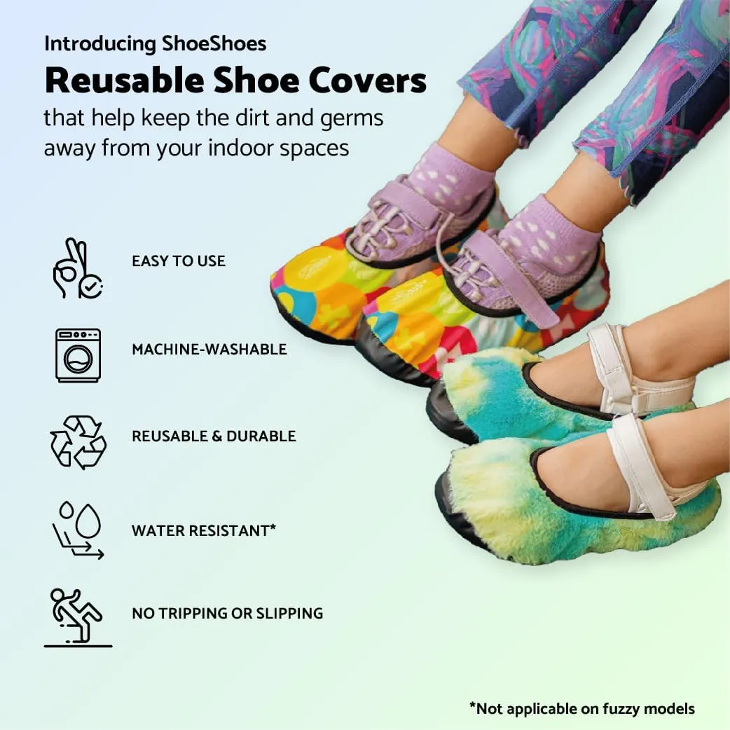 Premium Adult and Kid Shoe Covers - Keep your space clean: Home, Car, After Sports, Suitcase, Classroom - Durable, Machine-washable, Non-slip, Reusable (1 pair) for INDOOR USE