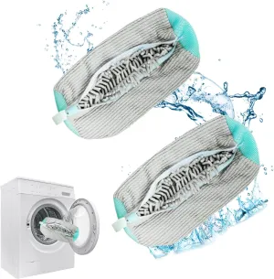 Reusable Shoe Cleaning Bag, Versatile Sneaker Cleaning Laundry Shoe Bag for Washer, Tennis Shoe Washing Bag for Washing Machine, Shoe Washing Machine Bag for Most Shoe Types and Sizes, Grey (2PCS)