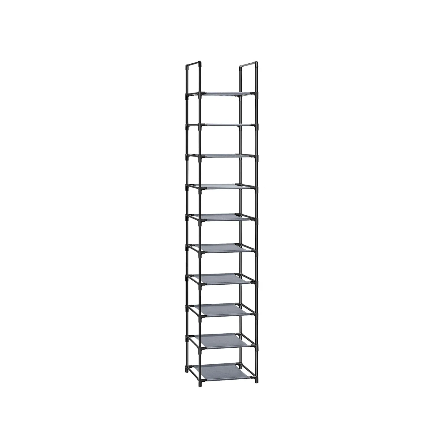 Rootz Gray Shoe Rack Organizer - Storage Rack - Shoe Stand - Non-Woven Fabric Shelves - Metal Tubes - Plastic Connectors - Space Saving - Easy Assembly - Lightweight - 33cm x 33cm x 173cm