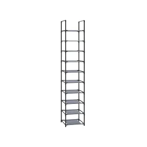 Rootz Gray Shoe Rack Organizer - Storage Rack - Shoe Stand - Non-Woven Fabric Shelves - Metal Tubes - Plastic Connectors - Space Saving - Easy Assembly - Lightweight - 33cm x 33cm x 173cm