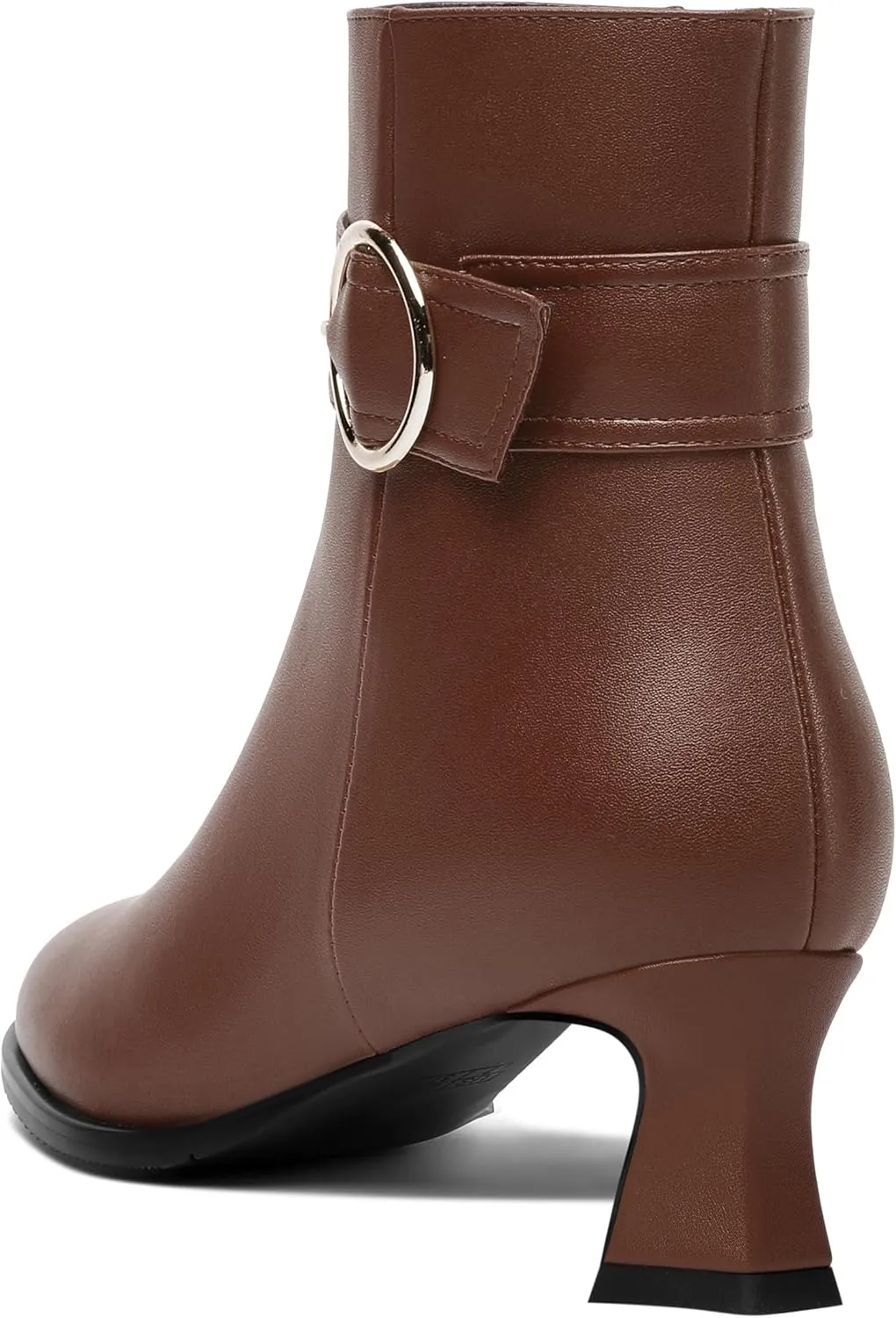ROSERWISH Womens Matte Wedding Zip Buckle Round Toe Dress Ankle Strap Chunky Low Heel Ankle High Boots 2 Inch