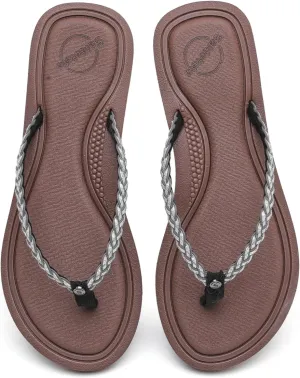 Saidoteto Women's Glittery Dressy Flip Flops, Casual Braided Slip-On Summer Beach Thong Sandals with Slim T-Strap