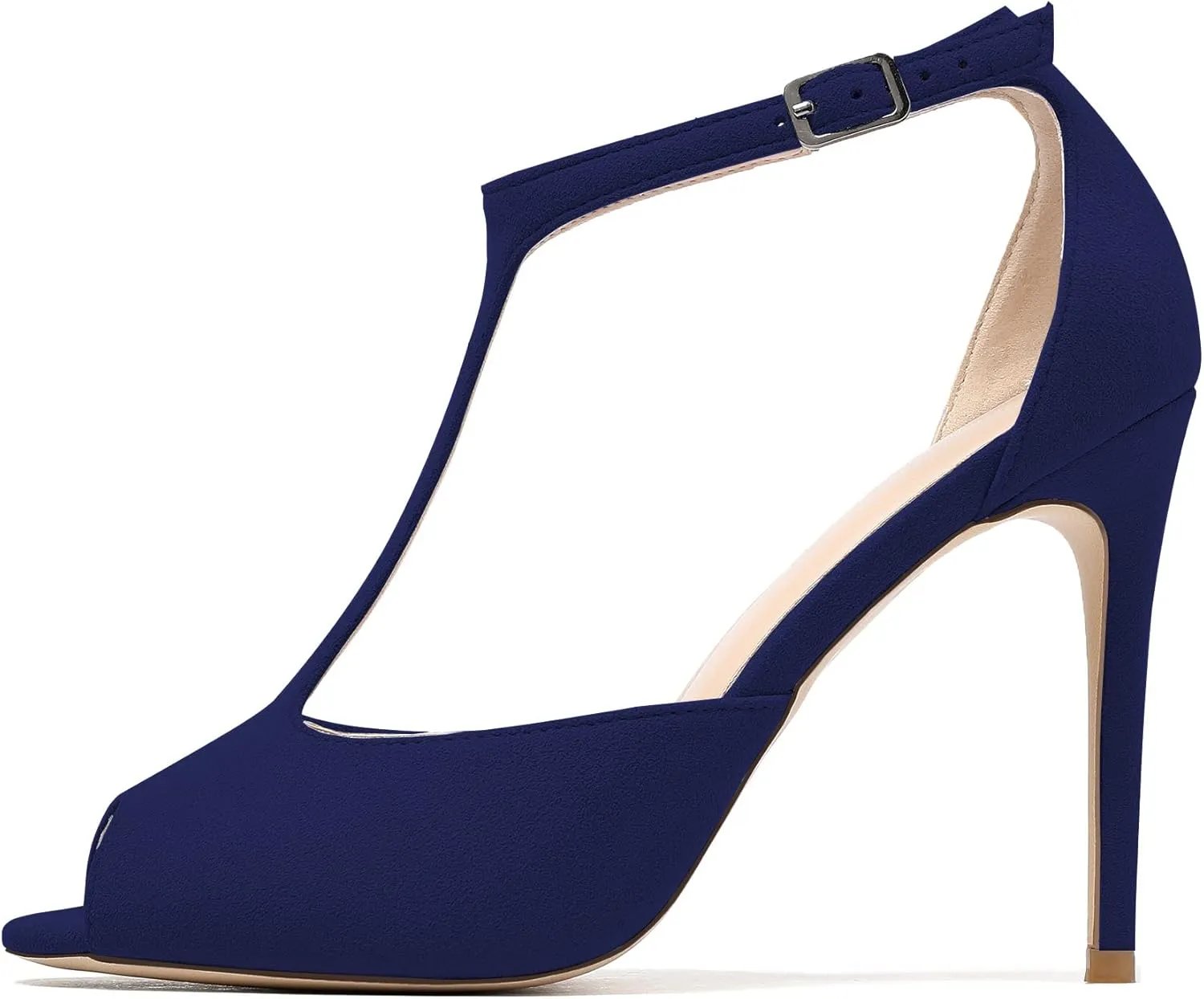 SAMMITOP Women's Peep Toe 10CM T-Strap Ankle Buckle High Heel Sandals