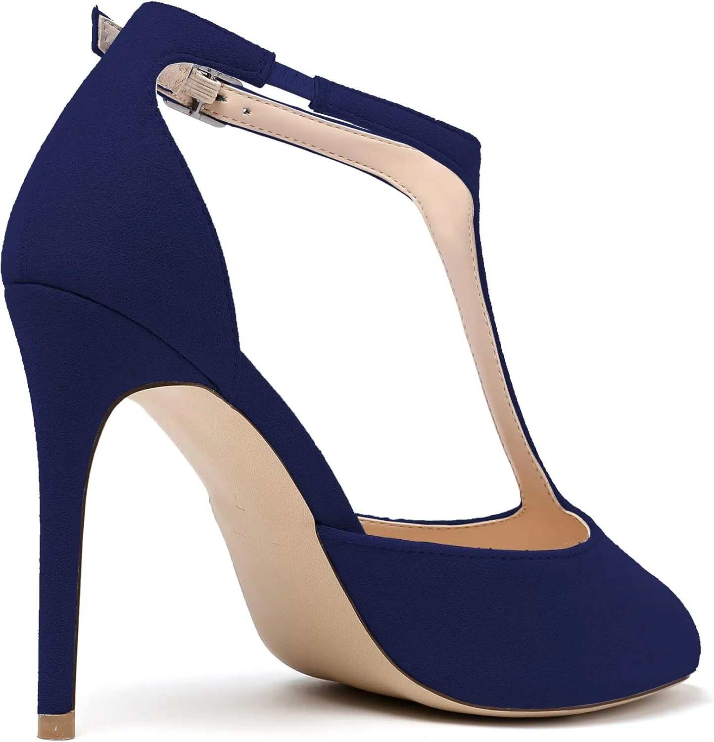 SAMMITOP Women's Peep Toe 10CM T-Strap Ankle Buckle High Heel Sandals