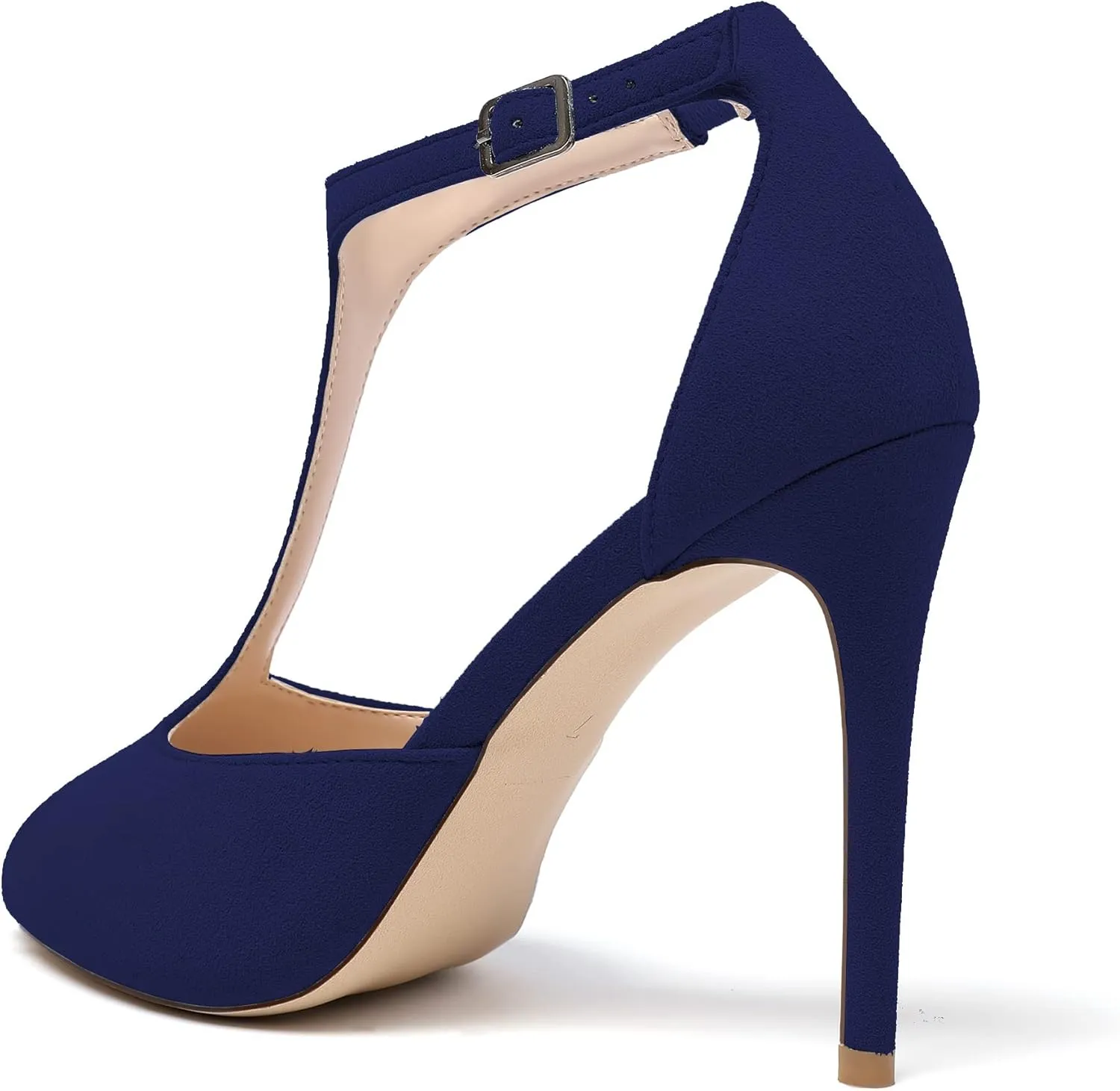 SAMMITOP Women's Peep Toe 10CM T-Strap Ankle Buckle High Heel Sandals