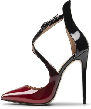 SAMMITOP Women's Pointed Toe Stiletto High Heels Crisscross Strappy Pumps Ladies Ankle Buckle Strap Shoes