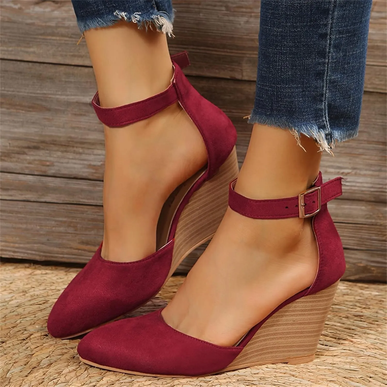 Sandals for Women Dressy Summer Closed Toe Espadrilles Wedge Sandals Ankle Strap Casual Closed Toe Sandals Platform Espadrilles Low Wedge Heel Sandals Outdoor Beach Shoes Comfortable